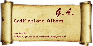 Grünblatt Albert névjegykártya
